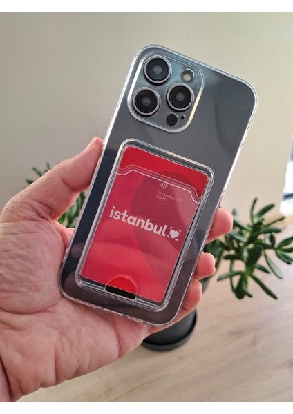 iPhone 15 Pro Uyumlu Şeffaf Kartlıklı Kamera Korumalı Kaliteli Esnek Silikon Kılıf