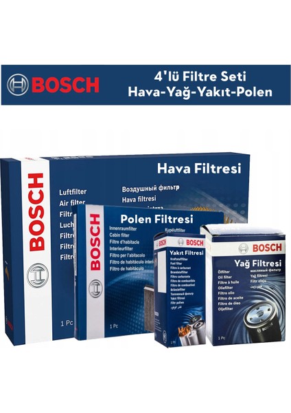 Citroen Berlingo 1.6 Hdi Filtre Bakım Seti 4'lü 2018-2020 Bosch BH115114