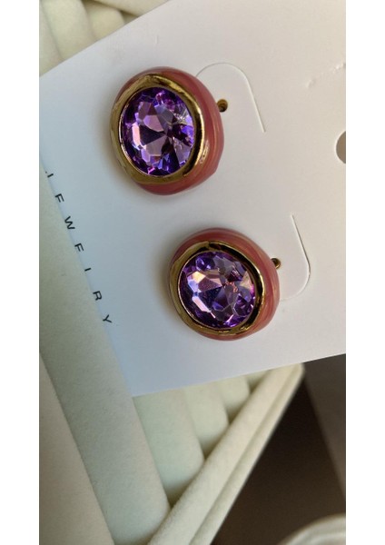 Küpe Rodyum Kaplama Pembe-Mor-Gold Karışımdan Oluşan Şık Küpe 14 K Renk fiyatları