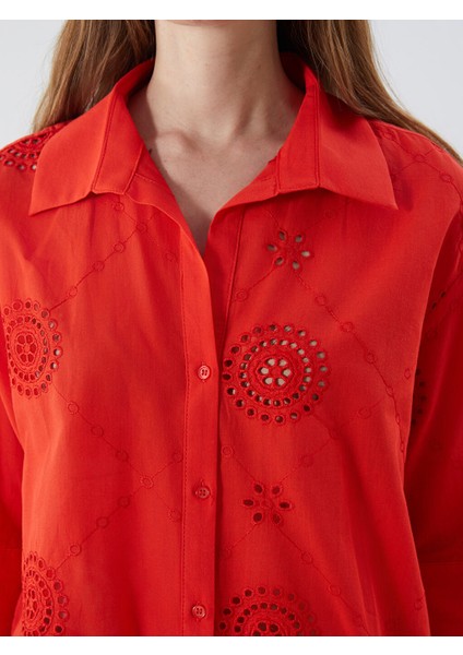 Yeni Sezon Ajurlu Oversize Kadin Gomlek - S5MD91Z8