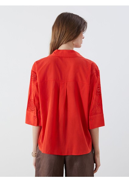 Yeni Sezon Ajurlu Oversize Kadin Gomlek - S5MD91Z8