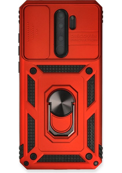 Xiaomi Redmi Note 8 Pro Kılıf Pars Lens Yüzüklü Silikon - Kırmızı Inslm