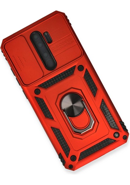 Xiaomi Redmi Note 8 Pro Kılıf Pars Lens Yüzüklü Silikon - Kırmızı Inslm