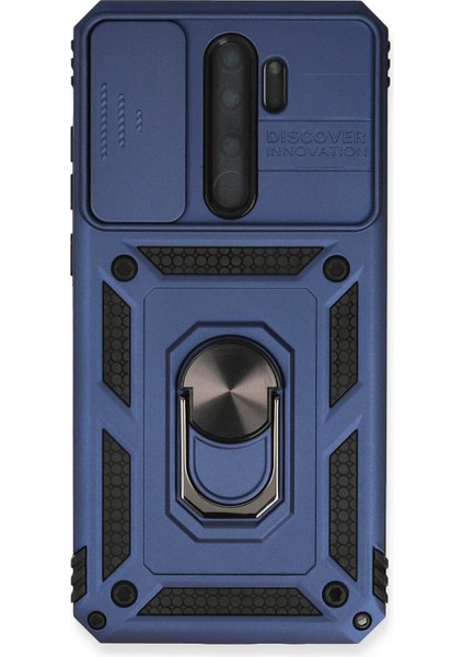 Xiaomi Redmi Note 8 Pro Kılıf Pars Lens Yüzüklü Silikon - Lacivert Inslm