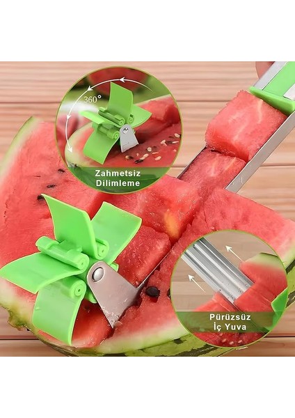 Pratik Paslanmaz Çelik Karpuz Dilimleyici - Ergonomik ve Güvenli Meyve Kesici indirimleri