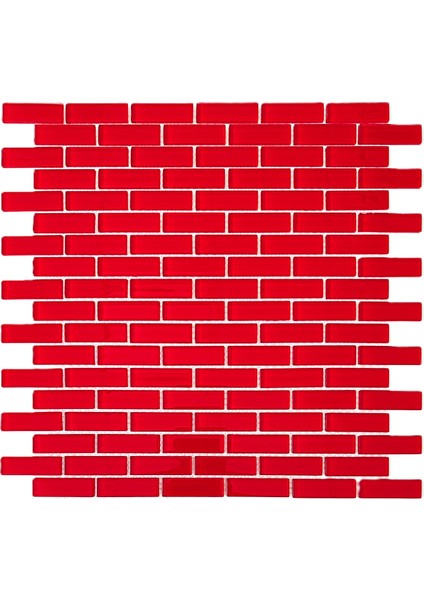 Mutfak Tezgah Arası, Havuz, Banyo, Sauna, Spa, Iç ve Dış Dekorasyonda Tüm Yüzeyler Için, 15X48MM. Kırmızı, 30X30CM. Fileli Kristal Cam Mozaik. (11 File Karo = 1 M2 Fiyatıdır )