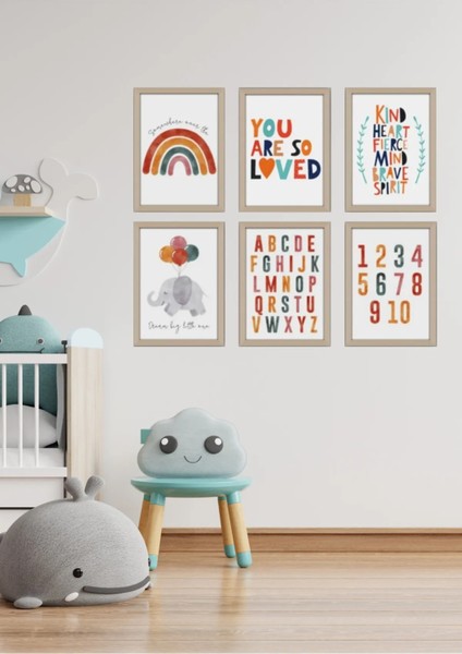 6 Parça Çocuklar Için Eğitici Fil ve Alfabe Duvar Dekoru Çocuk Odası Anaokulu Için 15X20 Tablo Seti modelleri