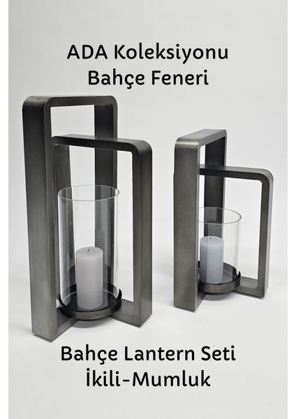 Bahçe Mumluğu 2li Set- Bahçe Aydınlatması - Bahçe Feneri Seti - Bahçe Lanterni