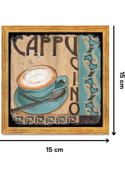 6 Parça Çerçeve Görünümlü Kahve Köşesi Duvar Dekoru - Mutfak Konsepti Için 15X15 cm Tablo Seti