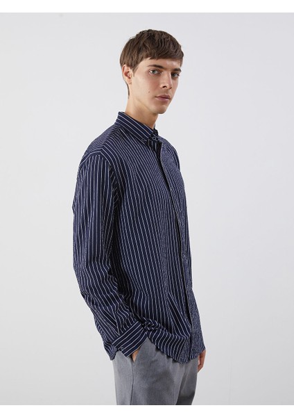 Yeni Sezon Slim Fit Cizgili Erkek Gomlek - S60100Z8