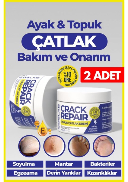 %10 Üreli Ayak Topuk Çatlak ve Koku Giderici Nemlendirici Bakım Kremi 2’li Paket 2X100ML