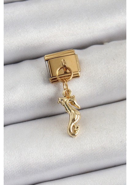 316L Çelik Sallantılı Deniz Atı Model Gold Renk Nomination Charm