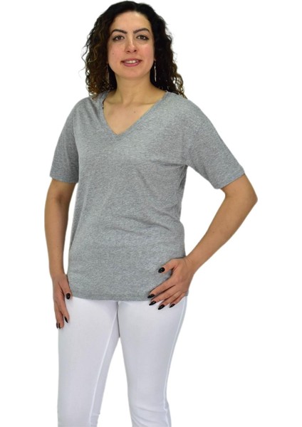 Kadın Yarım Kol V Yaka Likralı Tişöt BGL-ST04651 fiyatları