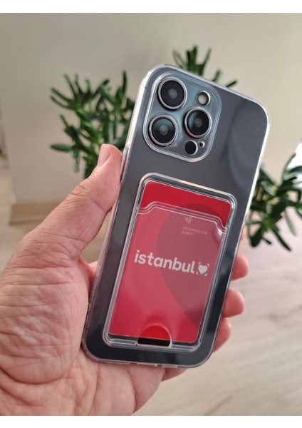 iPhone 13 Pro Uyumlu Şeffaf Kartlıklı Kamera Korumalı Kaliteli Esnek Silikon Kılıf