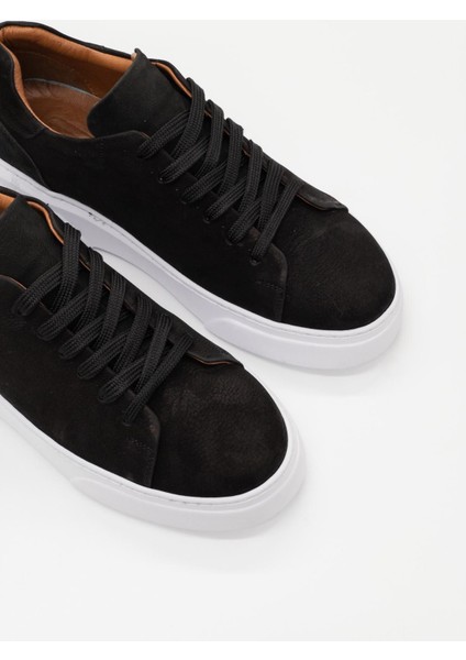 %100 Deri Günlük Erkek Sneaker RM-25001 Siyah-Beyaz Nubuk fırsatları