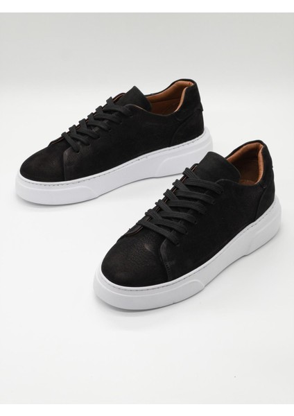 %100 Deri Günlük Erkek Sneaker RM-25001 Siyah-Beyaz Nubuk indirimleri