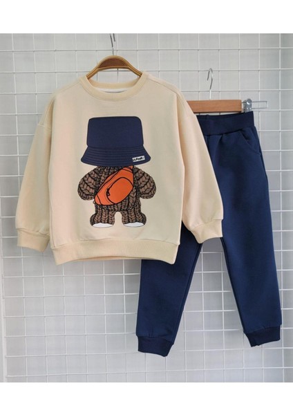 Şapkalı Ayıcık Desenli Unisex Eşofman Takımı