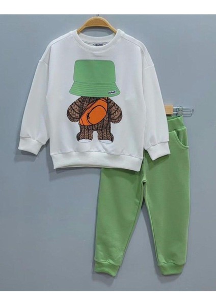 Şapkalı Ayıcık Desenli Unisex Eşofman Takımı