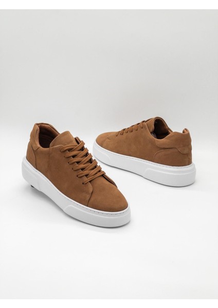 %100 Deri Günlük Erkek Sneaker RM-25001 Taba Nubuk