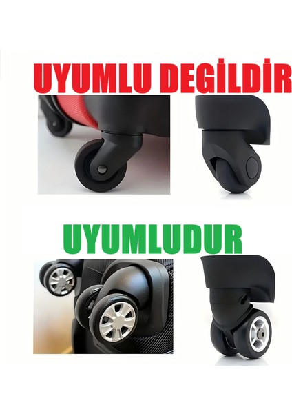 Silikon Aşınmaya Dayanıklı Ses Önleyici Bavul Sandalye Tekerlek Kılıfı Koruyucu 8 Adet