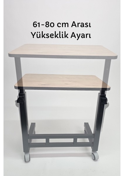 Yükseklik Ayarlı Laptop Masası - Extra Geniş Çalışma Masası - (50X70 cm Mdf Tablalı / Tekerlekli)