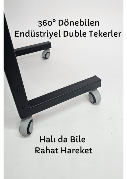 Yükseklik Ayarlı Laptop Masası - Extra Geniş Çalışma Masası - (50X70 cm Mdf Tablalı / Tekerlekli)