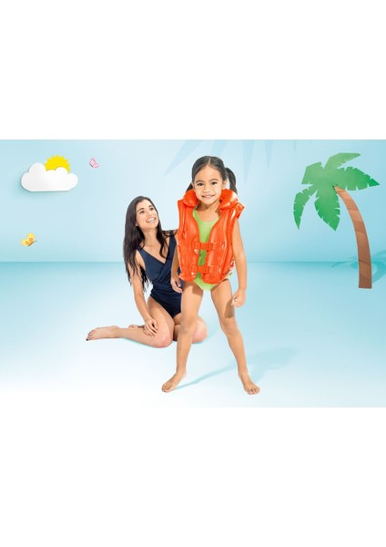 Intex Deniz Plaj ve Havuz Için Çocuk Kırmızı Yelek 50X47 cm 6-12 Yaş M-58671