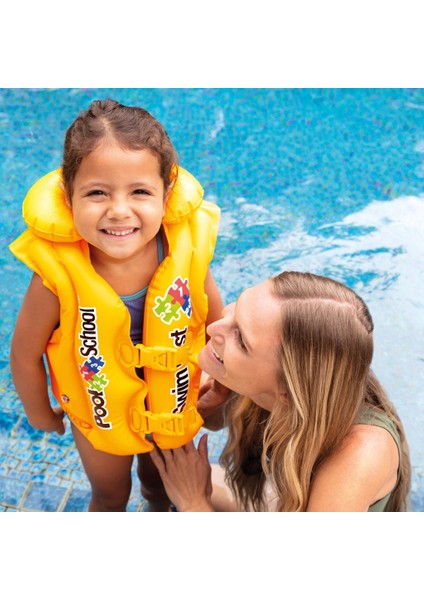 Intex 3-6 Yaş Çocuklar Için Şişme Havuz ve Deniz Can Yeleği, Yüzme Öğrenme 50X47 cm M-58660