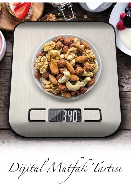 Dijital Hassas Tartı Paslanmaz Yüzeyli Mutfak Terazisi 10 Kg/1 gr Hassasiyet