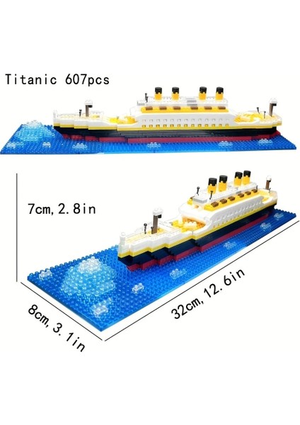 Titanic 3D Micro Parçalar Küçük Boy 607 Parça 12+ Yaş Puzzle Tekne Gemi Hediye