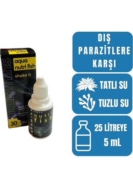 Nutrifish, Tatlı ve Tuzlu Su Balıklarında Mantarlara Karşı Su Düzenleyici 30 ML