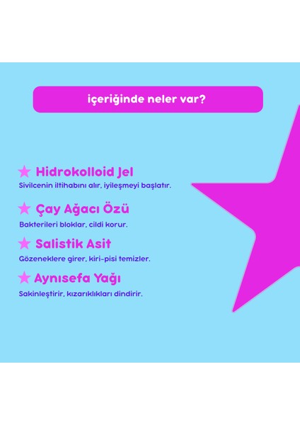 Rainbow Hidrokolloid Yıldız Akne Bandı, 12'li