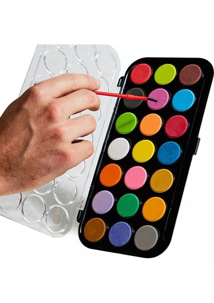 21 Renk Sulu Boya 1 Paket Fırça Hediyeli 21 Li Suluboya Canlı Renkler 28 mm Boya Çapı Büyük Boy Brons fiyatları