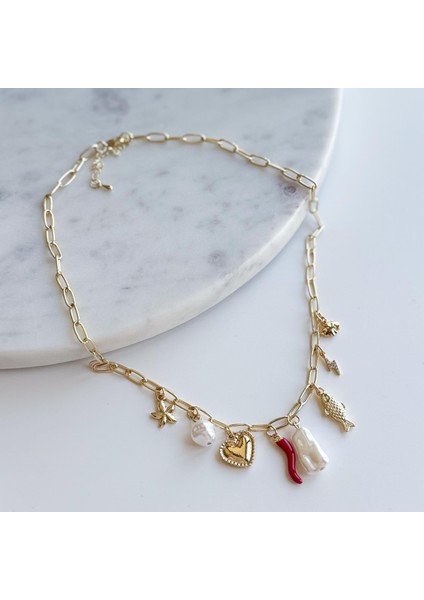 Çelik Charmlı Kolye