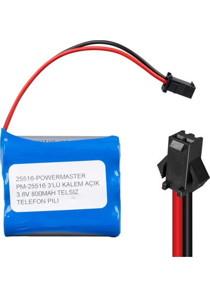 3lü Kalem Açık 3.6 Volt 800 Mah Telsiz Telefon Pili