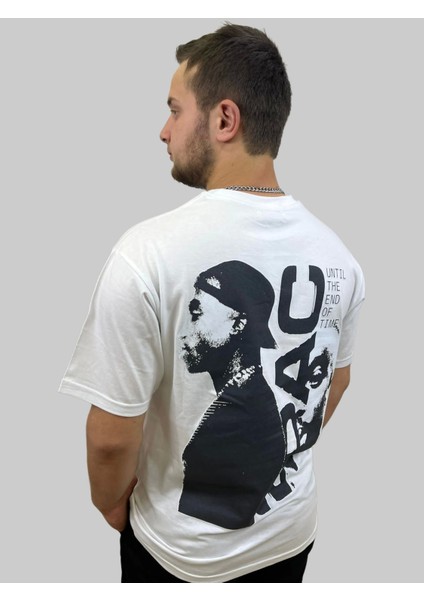 Erkek Until Yuvarlak Yaka Oversize Arka Baskılı Beyaz Tişört fırsatları