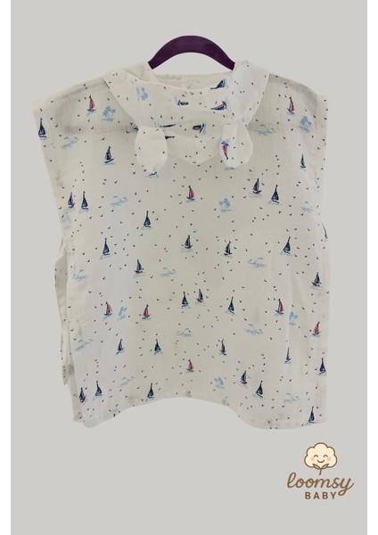 Sail Away Müslin Kapüşonlu Bebek Pançosu Bornoz – Pamuk, Hafif, Nefes Alan, Oeko- Tex Sertifikalı fiyatları