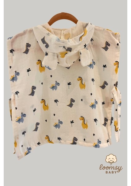 Age Of Dinosaurs Müslin Kapüşonlu Bebek Pançosu Bornoz – Pamuk, Hafif, Nefes Alan, Oeko- Tex Sertifikalı fiyatları