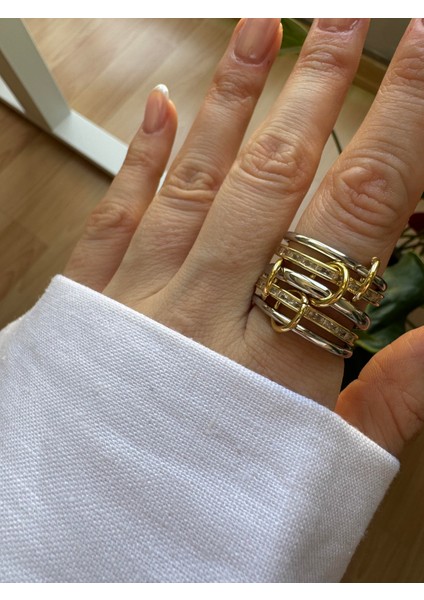 5li Taşlı Çoklu Yüzük