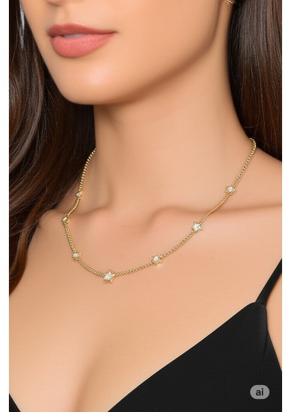 Shesra Yıldız Kolye Sarı 50 cm Vıp Serisi 14 K-10607