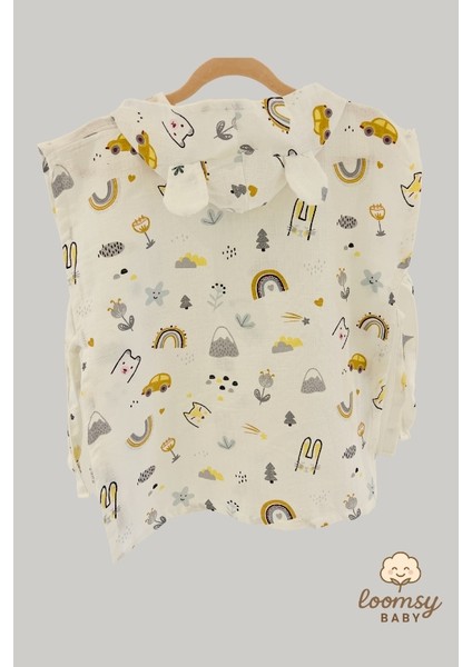 Rainbow Müslin Kapüşonlu Bebek Pançosu Bornoz – Pamuk, Hafif, Nefes Alan, Oeko- Tex Sertifikalı fiyatları