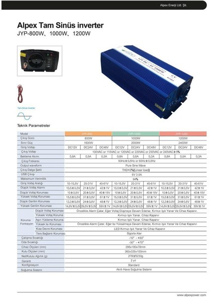 Alpex 1000 Watt 12 Volt Invertör Tam Inverter fırsatları