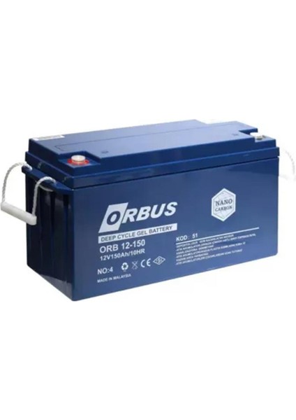 12 Volt 150 Amper Deep Cycle Karbon Jel Akü Derin Döngü