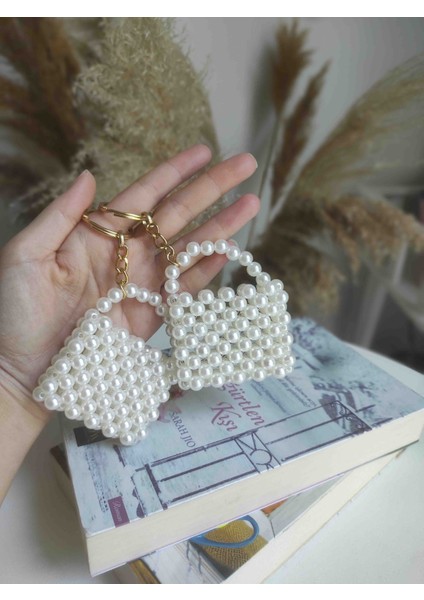 El Yapımı Inci Boncuklu Mini Çanta Anahtarlık - 10’lu Paket modelleri
