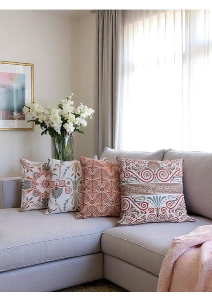 Bohemian Beige Desenli Kırlent Kılıfı | Çift Tarafı Baskılı Kırlent Kılıfı | 4'lü Takım Kırlent fiyatları