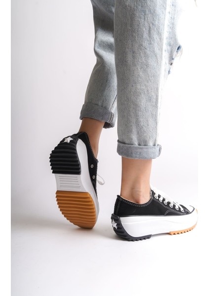 Parıs Bağcıklı Ortopedik Taban Kadın Sneaker Spor Ayakkabı Tbt - Siyah modelleri