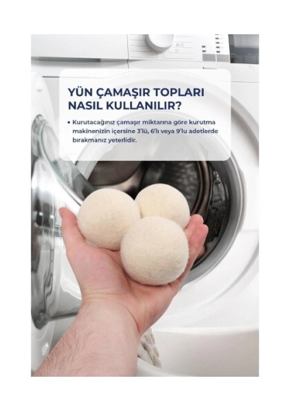 3'lü Yün Kurutma Topu Seti