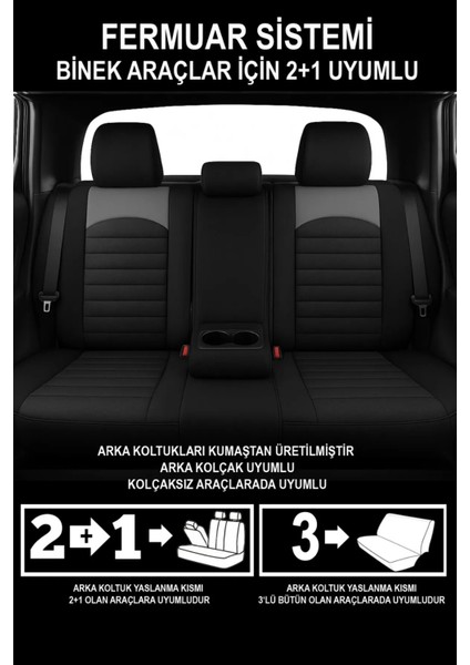 Ssangyong Actyon Sports A200 Sxdi 2.0 4x4 4/at 2010 Uyumlu Tam Set Terletme Yapmaz Tay Tüyü Oto Koltuk Kılıfı Gri