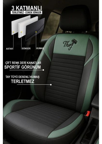 Toyota Highlander 3.3 V6 (212 Hp) Hybrid 4x4 Cvt 2011 Uyumlu Tam Set Terletme Yapmaz Tay Tüyü Oto Koltuk Kılıfı Yeşil