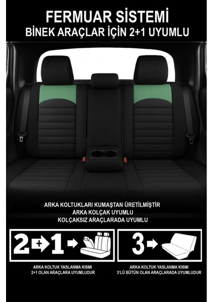 Toyota Highlander 3.3 V6 (212 Hp) Hybrid 4x4 Cvt 2011 Uyumlu Tam Set Terletme Yapmaz Tay Tüyü Oto Koltuk Kılıfı Yeşil